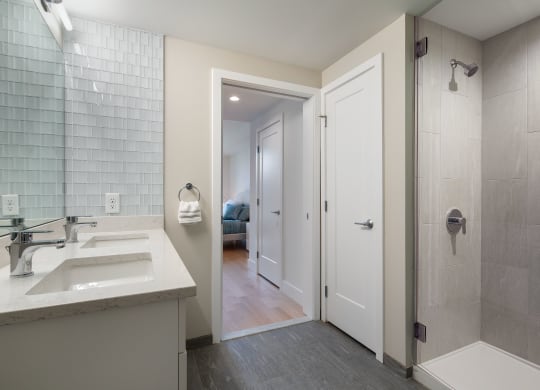 Bathroom door at Saint James Place, Cambridge, MA 02140